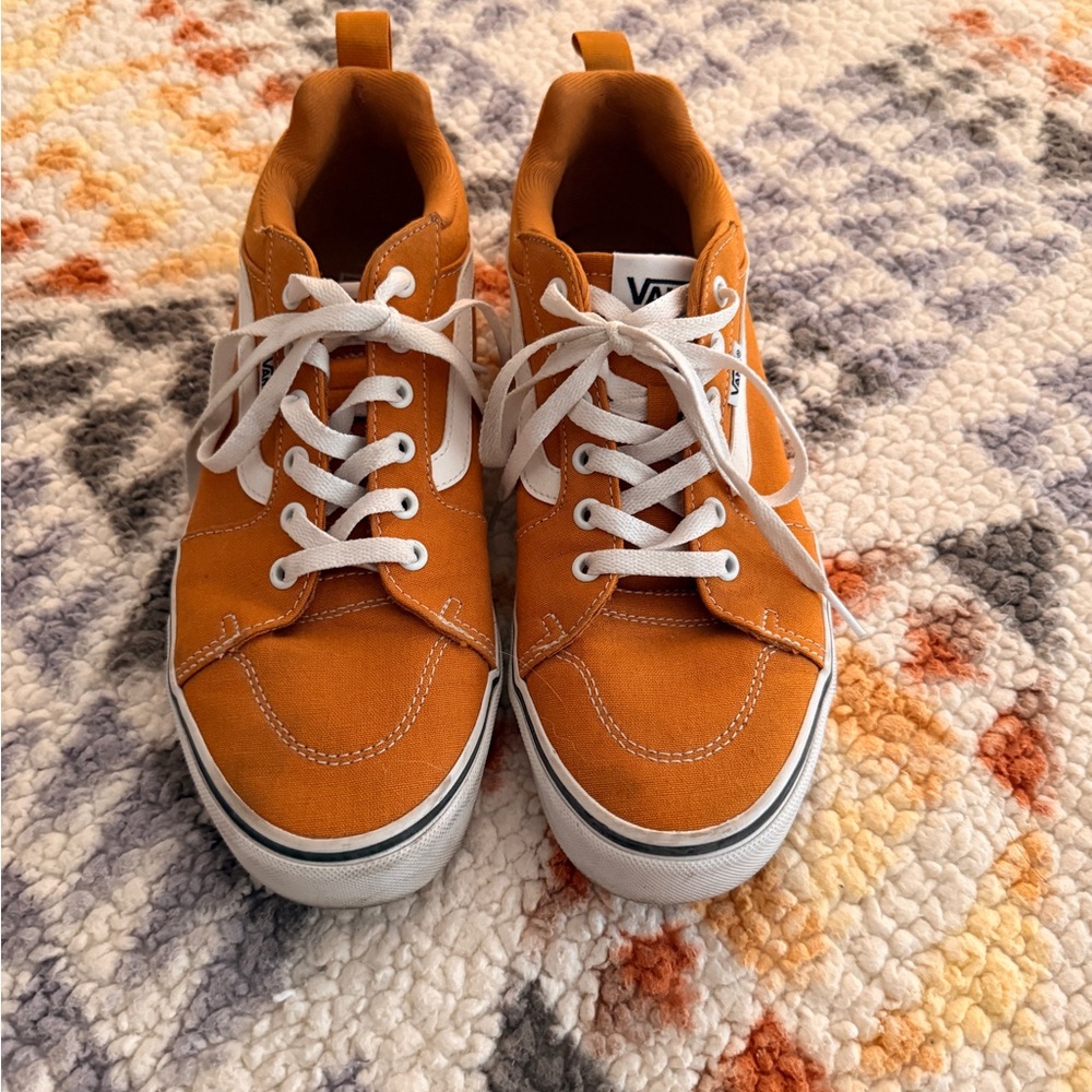 Vans Men's Orange and White Sneakers